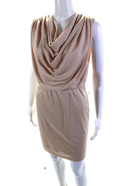 Ellelauri Women's Cowl Neck Sleeveless A-Line Cinch Mini Dress Beige Size M