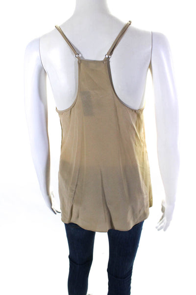 Ellelauri Women's Scoop Neck Spaghetti Straps Tank Top Silk Beige Size M