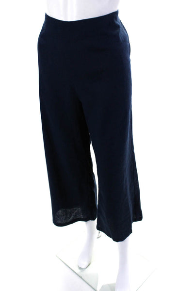 Ellelauri Women's Hook Closure Flat Front Straight Leg Dress Pant Blue Size L