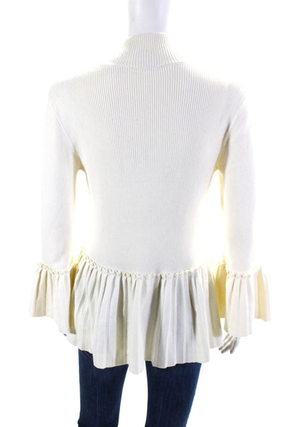 Ted Baker London Women's Mock Neck Long Sleeves Peplum Sweater Cream Size 2