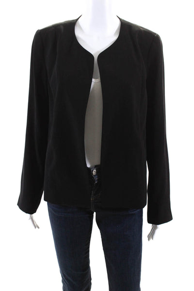 Eileen Fisher Womens Long Sleeve Split Hem Open Short Blazer Jacket Black Size 8