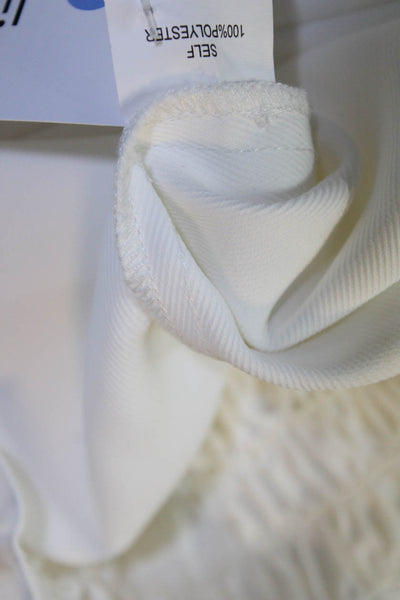 Amanda Uprichard Womens Smocked V Neck Blouse White Size Extra Small