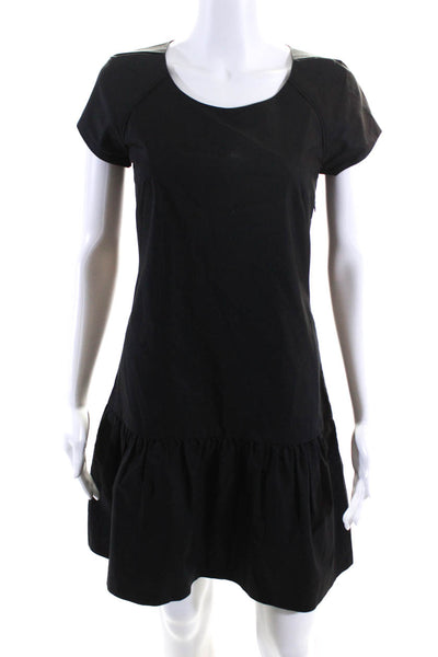 Comptoir Des Cotonniers Women's Short Sleeves Tiered Mini Dress Black Size 36