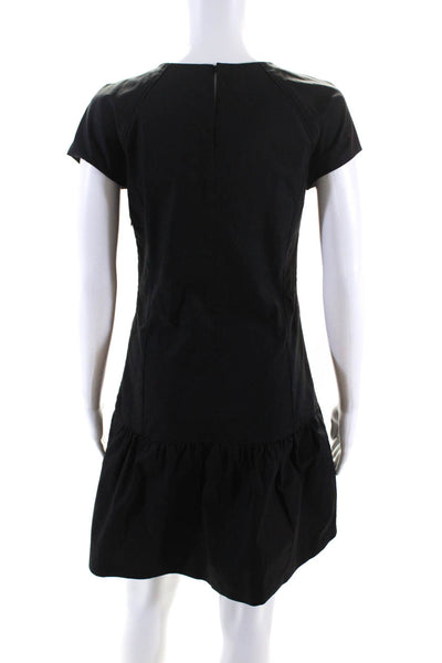 Comptoir Des Cotonniers Women's Short Sleeves Tiered Mini Dress Black Size 36