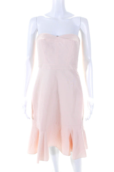 J Crew Womens Strapless High Waist Dress Pink Cotton Size 2 Petite