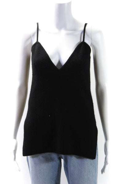 Something Navy Womens Black Cashmere V-Neck Tie Strap Sleeveless Top Size S