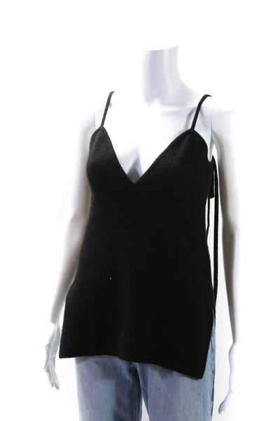 Something Navy Womens Black Cashmere V-Neck Tie Strap Sleeveless Top Size S