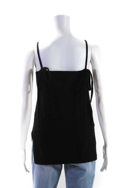 Something Navy Womens Black Cashmere V-Neck Tie Strap Sleeveless Top Size S