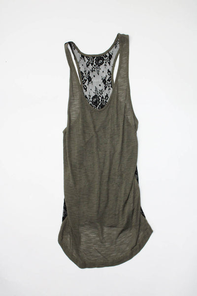 Splendid Blue Life Womens Camouflage Shirt Lace Tank Top Green XS Small Lot 2