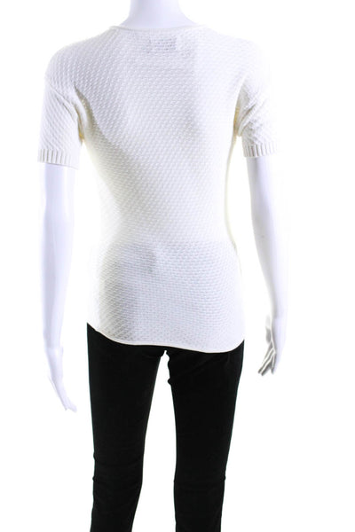 Frame Shirt Womens Short Sleeve Lace Up Neck Open Knit Shirt White Size XS