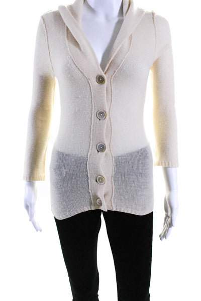 Inhabit Womens Button Front V Neck Cashmere Cardigan Sweater White Size Small