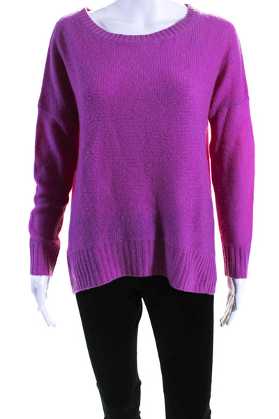 360 Cashmere Womens Scoop Neck Oversized Cashmere Sweater Pink Size Extra Small