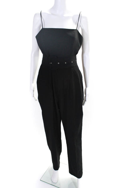 C/MEO Collective Womens Spaghetti Strap Belted Jumpsuit Black Size Large