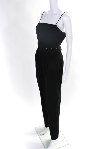 C/MEO Collective Womens Spaghetti Strap Belted Jumpsuit Black Size Large