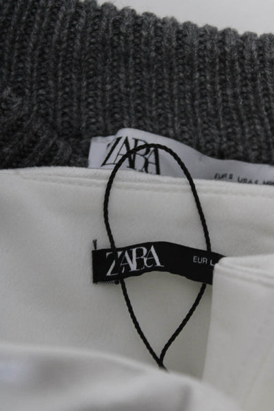 Zara Womens Sweater Corset Blouse Gray White Size Small Large Lot 2