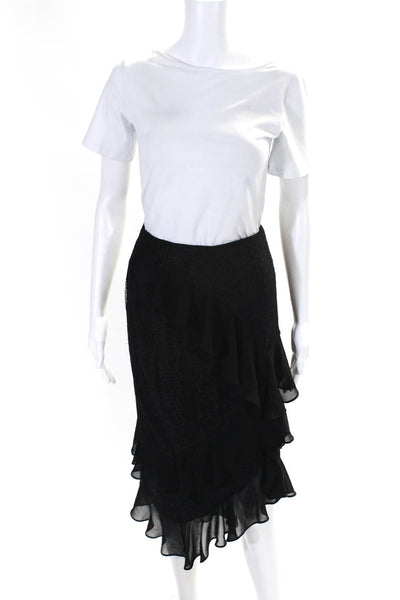Keepsake Womens Lace Ruffled Sides Maxi Skirt Black Size Extra Small