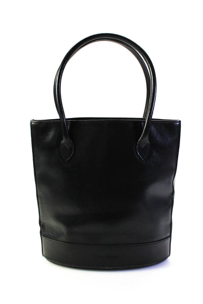Robert Clergerie Womens Leather Magnet Closure Tote Bag Black Size S