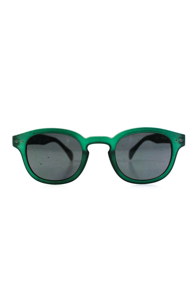 SEE concept Unisex Semi Transparent Matte Plastic Round Sunglasses Dark Green