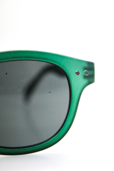 SEE concept Unisex Semi Transparent Matte Plastic Round Sunglasses Dark Green