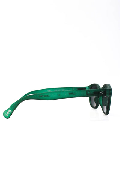 SEE concept Unisex Semi Transparent Matte Plastic Round Sunglasses Dark Green