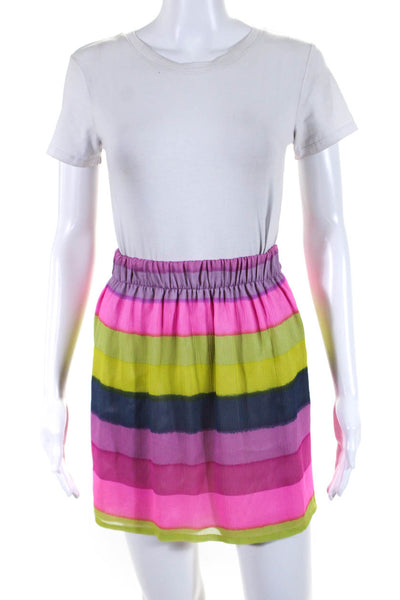 Ellelauri Womens Silk Chiffon Striped Mini Skirt Multicolor Size S