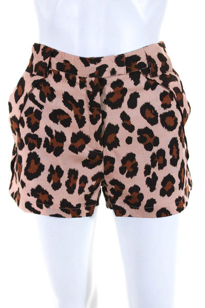 W118 By Walter Baker Womens Leopard Print Mini Shorts Peach Size M