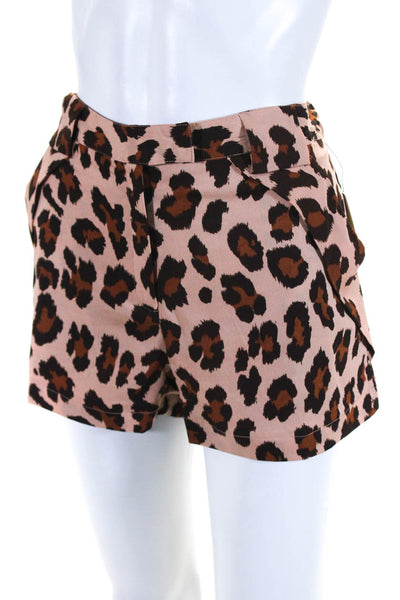 W118 By Walter Baker Womens Leopard Print Mini Shorts Peach Size M