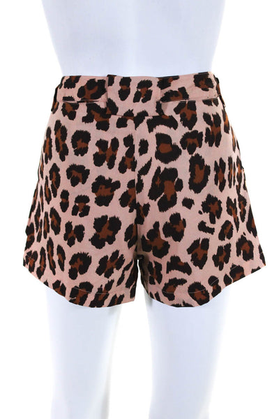 W118 By Walter Baker Womens Leopard Print Mini Shorts Peach Size M