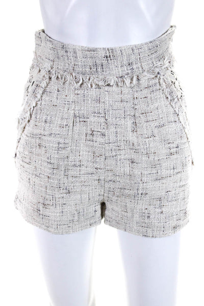 W118 By Walter Baker Womens Tweed Lace Trim High Rise Mini Shorts White Size XS