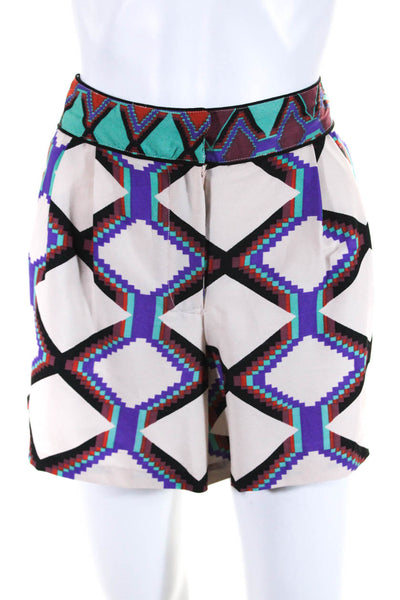 W118 By Walter Baker Womens Geometric Pleated Front Shorts Multicolor Size L