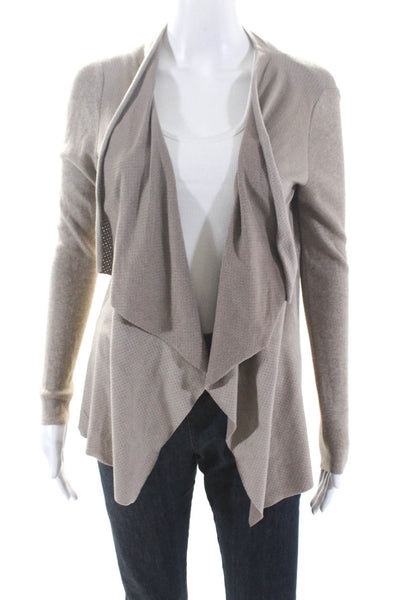 T Tahari Women's Open Front Long Sleeves Cardigan Sweater Beige Size XS