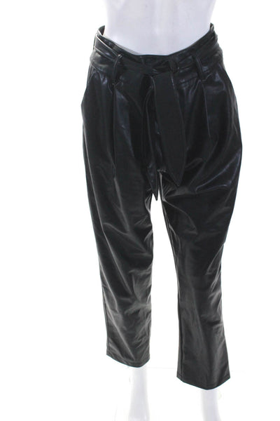 David Lerner Womens Hook & Eye Zipped Belted Tied Tapered Pants Black Size 6