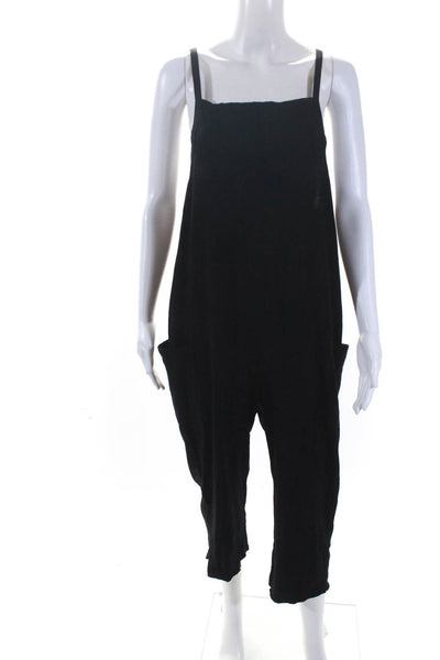 Stateside Womens Sleeveless Square Neck Slip-On Tapered Jumpsuit Black Size L