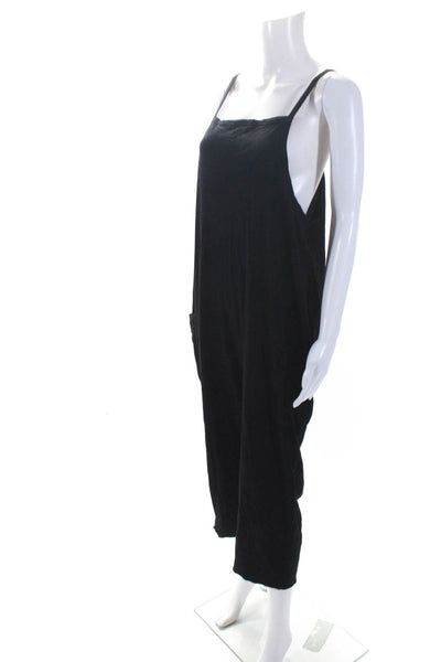 Stateside Womens Sleeveless Square Neck Slip-On Tapered Jumpsuit Black Size L