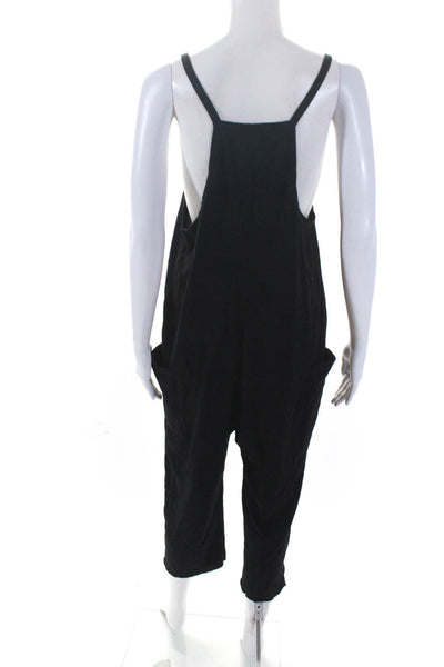 Stateside Womens Sleeveless Square Neck Slip-On Tapered Jumpsuit Black Size L