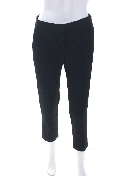 Theory Womens Hook & Eye Zipped Tapered Leg Textured Dress Pants Navy Size 0