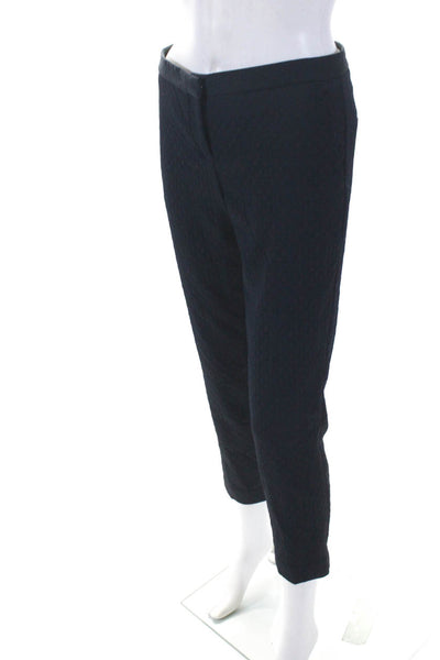 Theory Womens Hook & Eye Zipped Tapered Leg Textured Dress Pants Navy Size 0