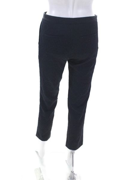 Theory Womens Hook & Eye Zipped Tapered Leg Textured Dress Pants Navy Size 0