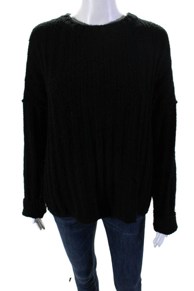 ATM Womens Long Sleeves Crew Neck Pullover Sweater Black Size Medium