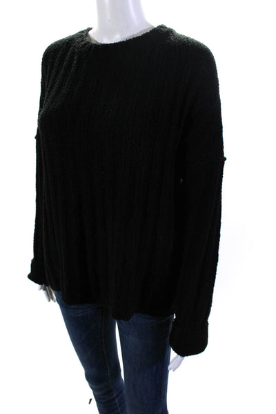 ATM Womens Long Sleeves Crew Neck Pullover Sweater Black Size Medium