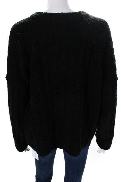 ATM Womens Long Sleeves Crew Neck Pullover Sweater Black Size Medium