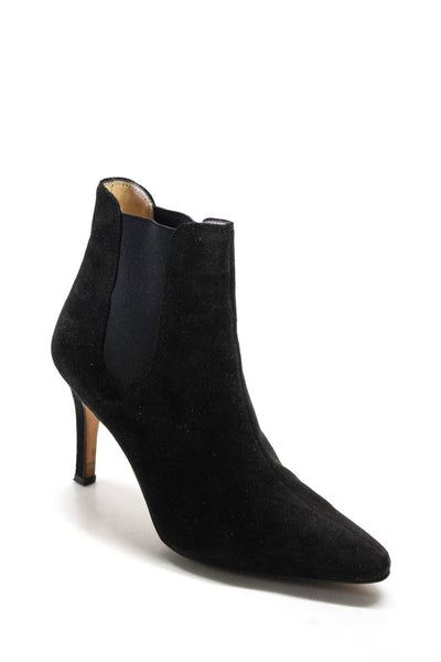 Manolo Blahnik Womens Suede Pointed Toe Ankle Boots Black Size 39.5 9.5