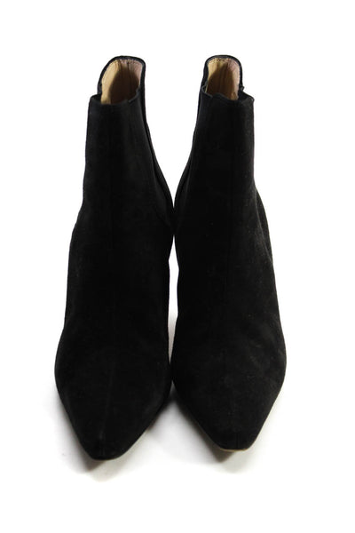 Manolo Blahnik Womens Suede Pointed Toe Ankle Boots Black Size 39.5 9.5