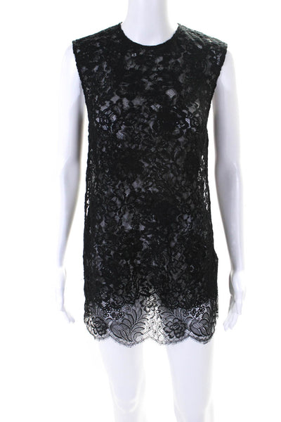 Adam Lippes Womens Side Split Lace Sleeveless Mini Dress Black Size 2