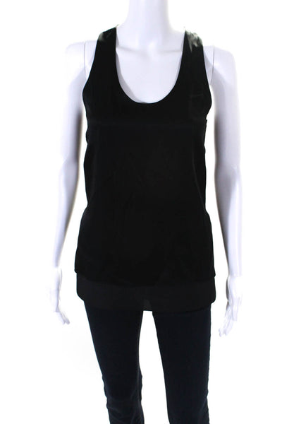 Edun Womens Scoop Neck Satin Sleeveless Blouse Tank Top Black Size Extra Small