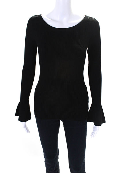 Michael Michael Kors Womens Ribbed Boat Neck Sweater Black Size Small