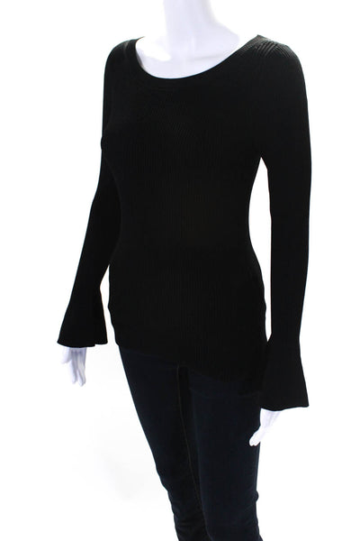 Michael Michael Kors Womens Ribbed Boat Neck Sweater Black Size Small