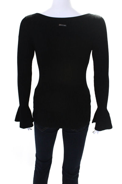 Michael Michael Kors Womens Ribbed Boat Neck Sweater Black Size Small