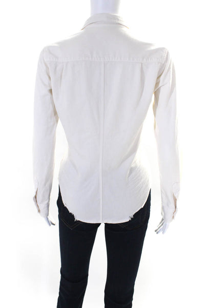 Frank & Eileen x Citizens Of Humanity Womens Distressed Button Up Shirt White XS