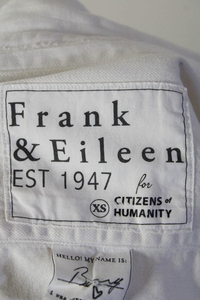 Frank & Eileen x Citizens Of Humanity Womens Distressed Button Up Shirt White XS